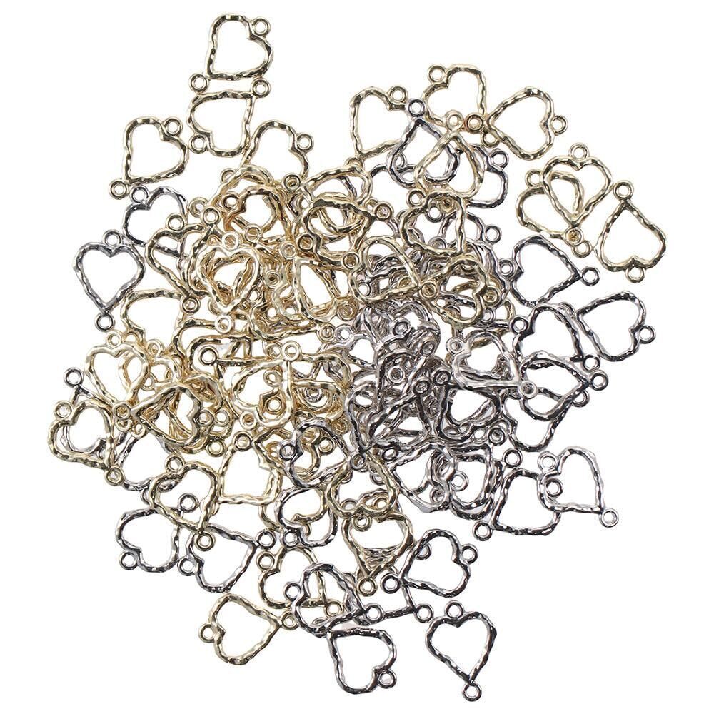 8099 100Pcs Love Heart Connector Pendants Alloy Heart Charms Links Light